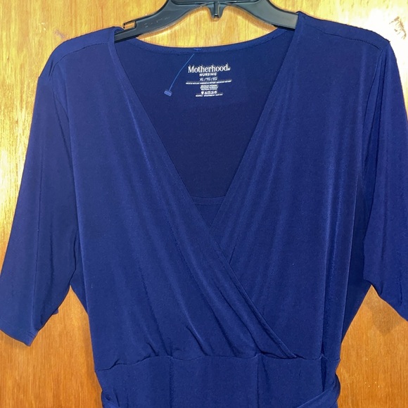 •MOTHERHOOD•NAVY BLUE MATERNITY EASY NURSING TOP MIDI DRESS SIZE XL EUC - Picture 9 of 10